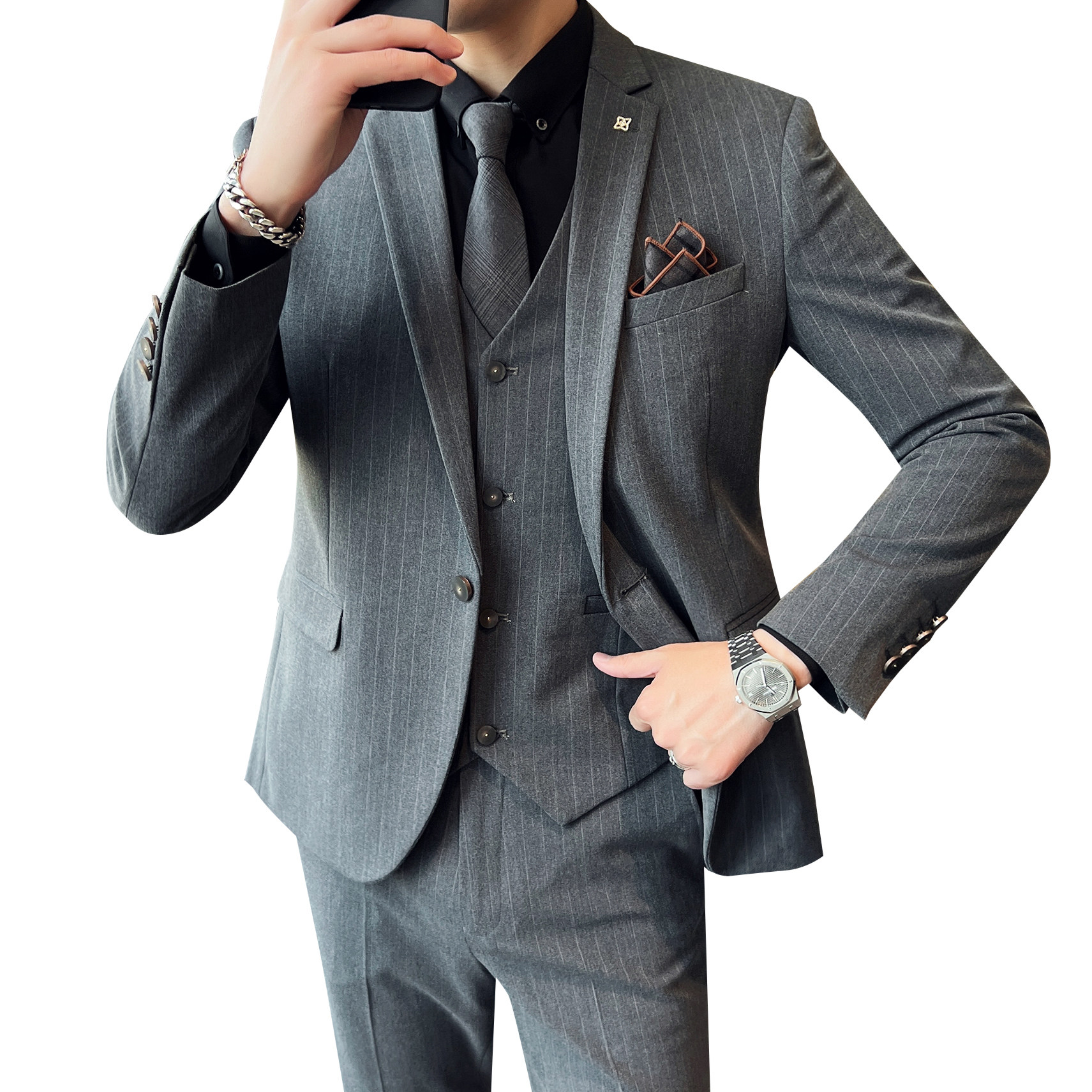 2025秋季新西装套装修身休闲商务大码工西服男士礼服SJT9961-P285,男装西服套装,电商A311
