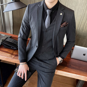 新郎西服套装男士三件套结婚礼服休闲正装帅气小西装SJT9905-P285图片
