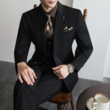 老钱风袖口真开叉两粒扣戗驳领男士西装大码A311-SJT212-P195特，男装西服套装，电商A311