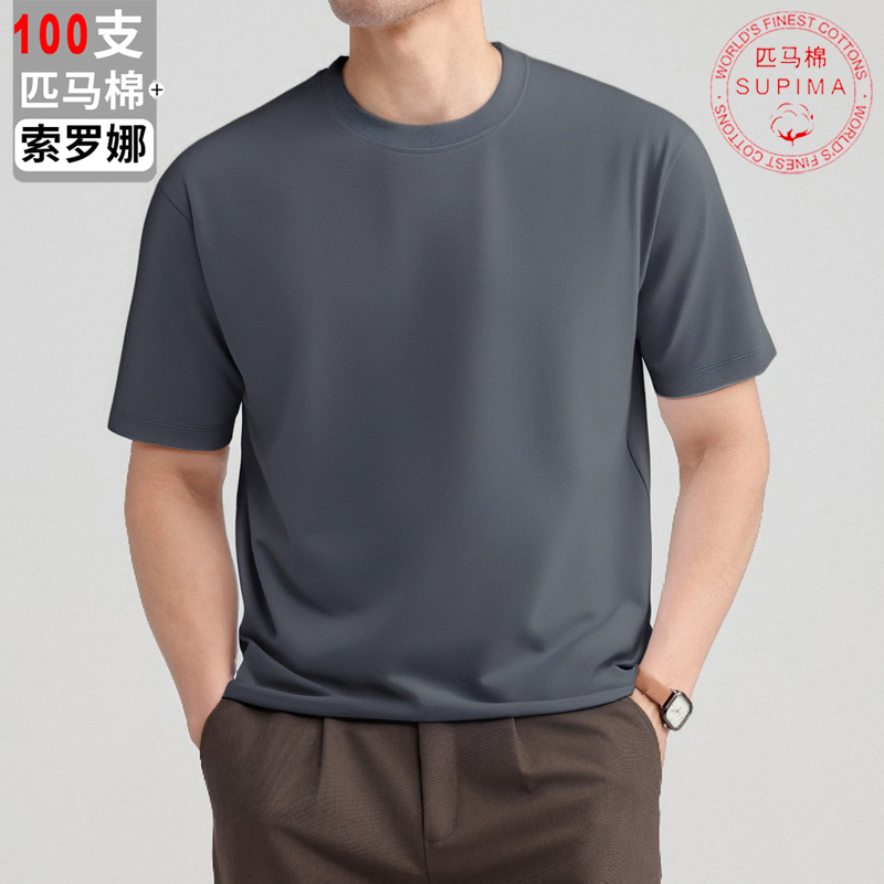 100支索罗娜匹马棉五色凉感短袖男士圆领T恤商务A311-XT129-P70，男装T恤，电商A311