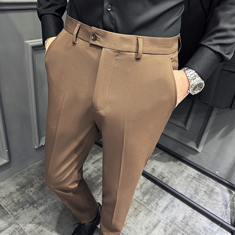 2025春季新款裤子高级感小脚修身休闲西裤男A311-DK9992-P75，男装西裤，电商A311