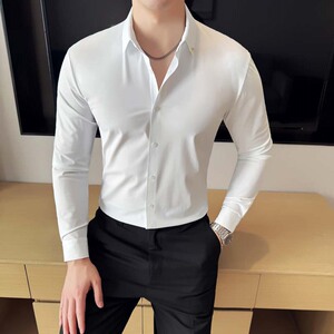 2025秋季新款高弹力长袖衬衫男无痕衬衣A311-CS3090-P68图片