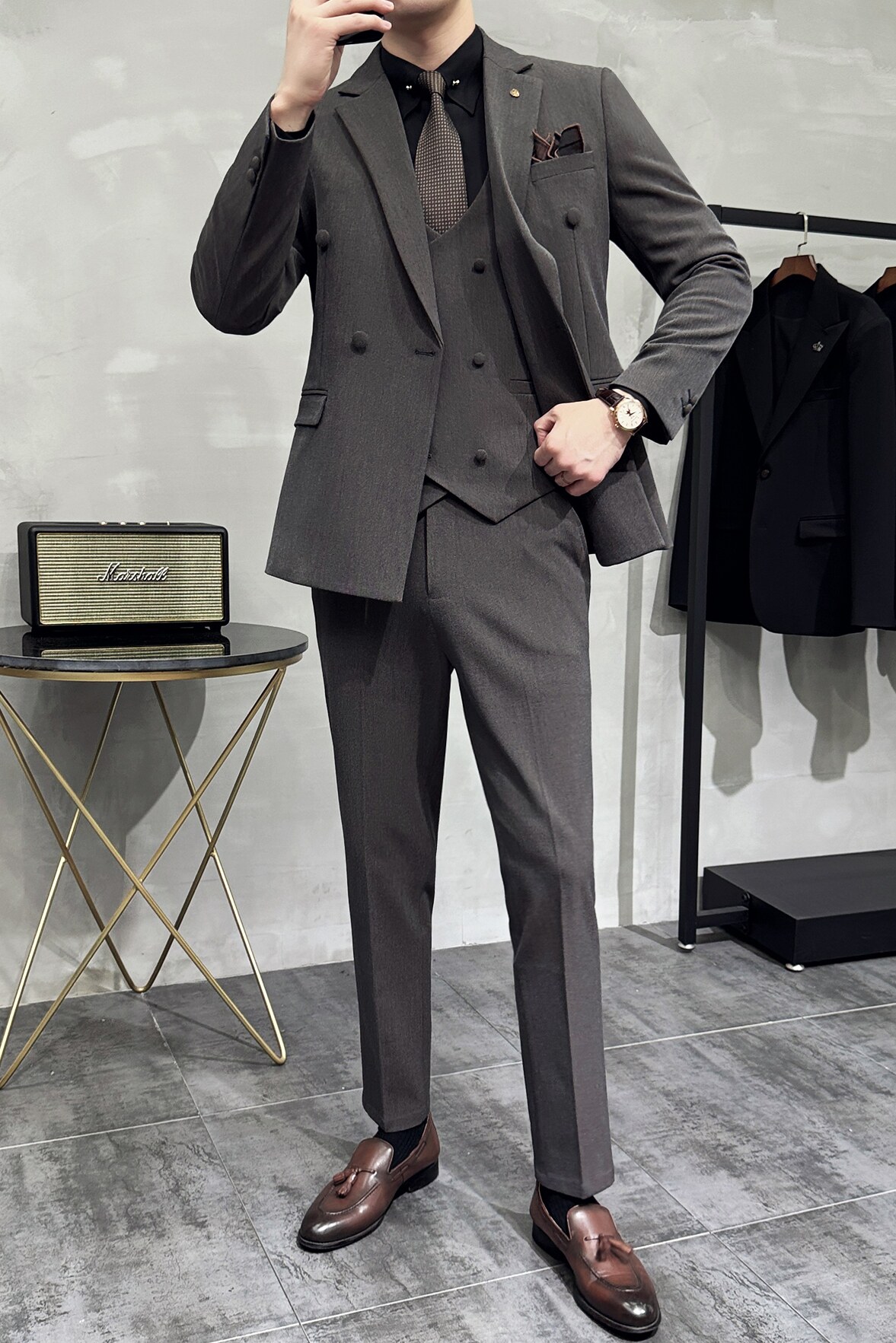 秋季男三件套结婚礼服休闲正装韩版修身英伦西服套装SJT9995-P285,男装西服套装,电商A311