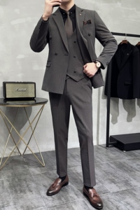 秋季男三件套结婚礼服休闲正装韩版修身英伦西服套装SJT9995-P285图片