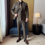 酒店景2025春季西服套装男三件套英伦商务西装A311-SJT9997-P285，男装西服，电商A311