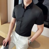 酒店景2025夏季新款高级弹力商务短袖衬衫男A311-CSD091-P68，男装T恤，电商A311