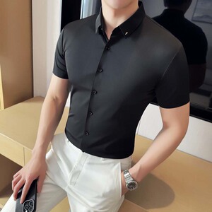 酒店景 2025夏季新款高级弹力商务短袖衬衫男A311-CSD091-P68图片
