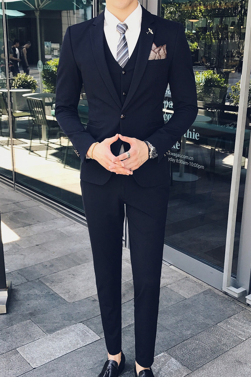 韩版修身款西装男套装发型师工作服礼服三件套潮SJT9802-P265,男装西服套装,电商A311
