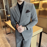 男士三件套结婚礼服休闲正装韩版修身英伦西服套装SJT9995-P285，男装西服套装，电商A311