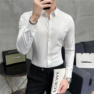 2022韩版衣服衬衫男长袖修身衬衣无痕纯色商务四季寸衣CS8885-P68