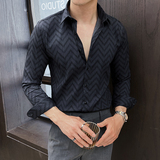 2025春季男士长袖衬衫商务寸衫风方领衬衫A311-CSZ7787-P53，男装衬衫，电商A311