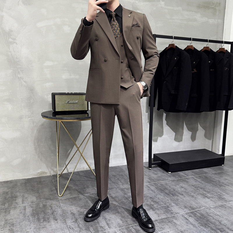灰墙景2025春季套装修身休闲商务大码西服A311-SJT9001-P285,男装西服,电商A311
