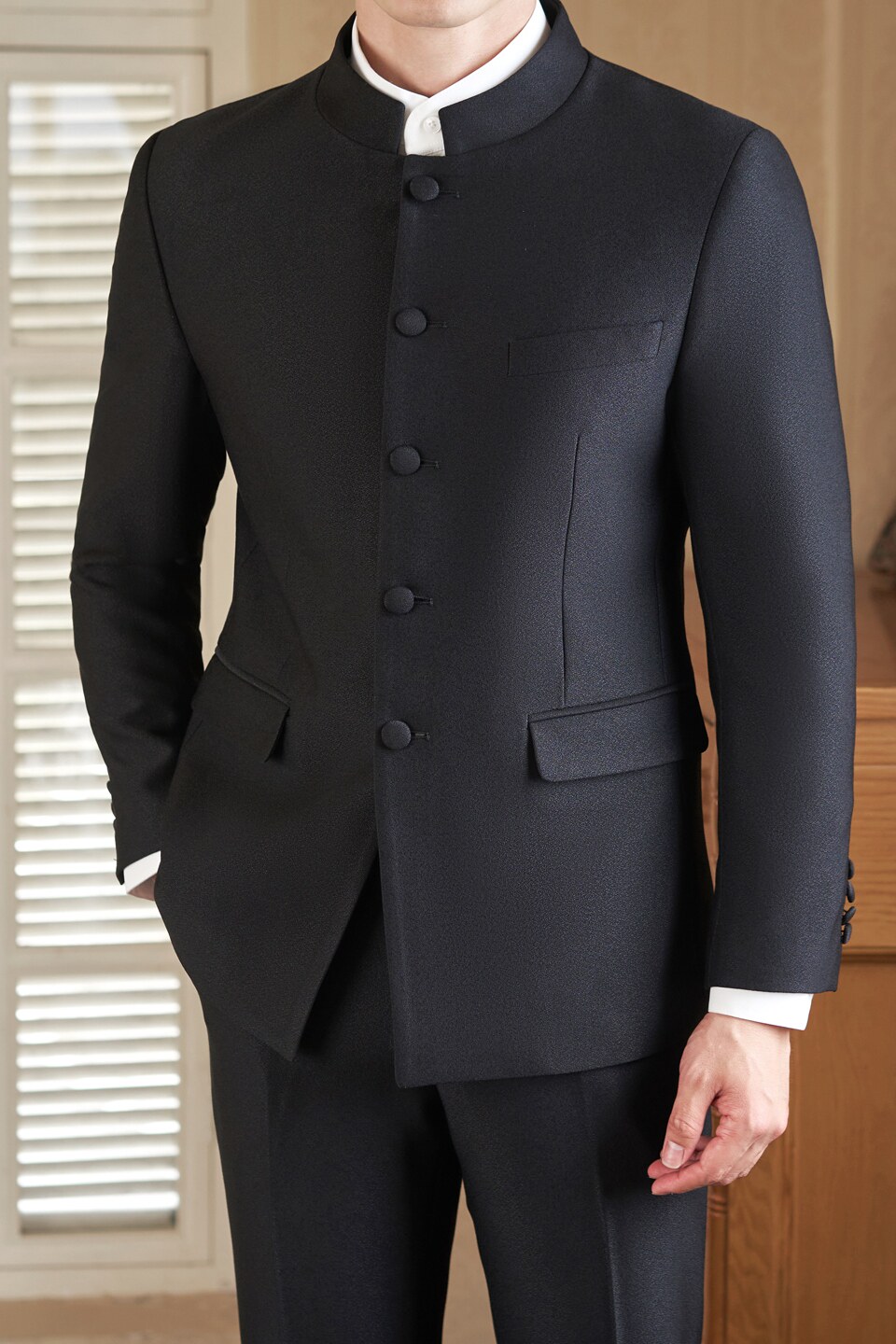 风男士中山装西服礼服装2025秋季西服纯色A311-LJT811-P230,男装西服套装,电商A311