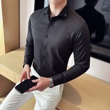 2025秋季新款纯色长袖衬衫男百搭时尚衬衣A311-CS3081-P68，男装衬衫，电商A311