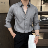 2025秋冬新男士长袖衬衫商务寸衫羊毛条纹衬衫A311-CSZ7780-P68，男装衬衫，电商A311