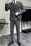 2025春季双排扣西装套装修身休闲商务西服男士A311-LJT9993-P235，男装西服套装，电商A311