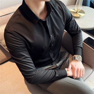 2024商务衣服衬衫男长袖修身衬衣无痕纯色百搭四季寸衣CS8885-P68图片