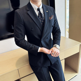 新郎西服套装男士三件套结婚休闲正装韩版修身英伦SJT9997-P285，男装西服套装，电商A311