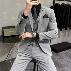 2025秋冬新西装套装修身休闲商务大码工西服男士礼服SJT9825-P265图片