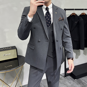 秋季男三件套结婚礼服休闲正装韩版修身英伦西服套装SJT9995-P285图片
