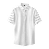2025夏季短袖条纹衬衫韩版修身商务休闲衬衣男A311-CSZ88070-P55，男装衬衫，电商A311