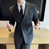 棉羊毛-西服套装男士商务休闲外套修身西装三件套SJT9998-P310，男装西服套装，电商A311
