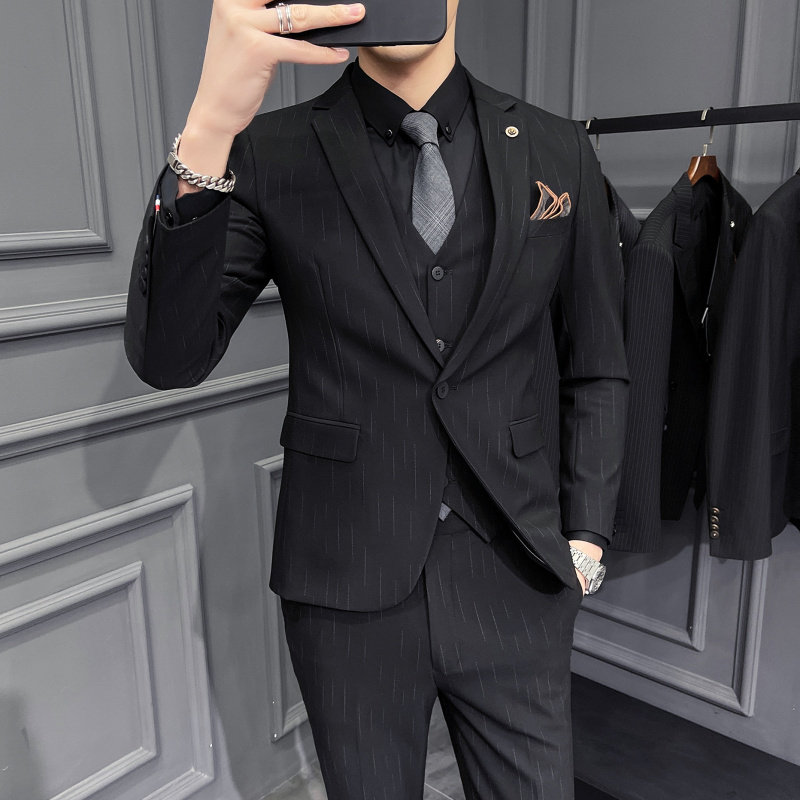 新郎西服套装男士三件套结婚礼服休闲正装帅气小西装SJT9905-P285,男装西服套装,电商A311