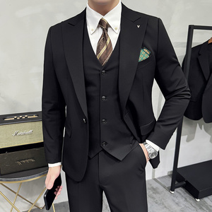 2025春季西装一粒扣套装修身休闲商务大码工西服男士SJT6888-P245图片