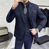 灰墙景2025春季套装修身休闲商务大码西服A311-SJT9961-P285，男装西服，电商A311