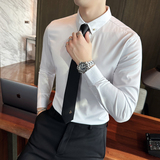 2025春季青年衬衫男长袖白色修身休闲衬衣男士A311-CS3022-P68，男装衬衫，电商A311