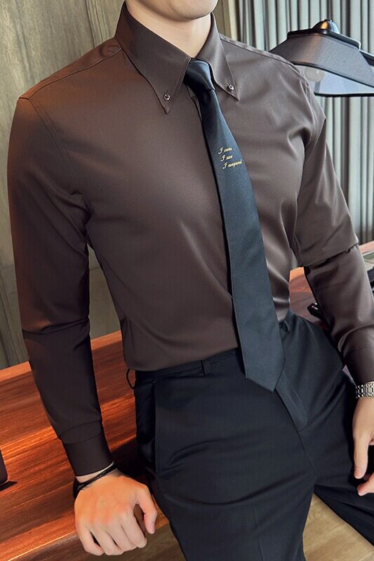 2025秋季青年大领衬衫男长袖商务休闲衬衣A311-CS3034-P68,男装衬衫,电商A311