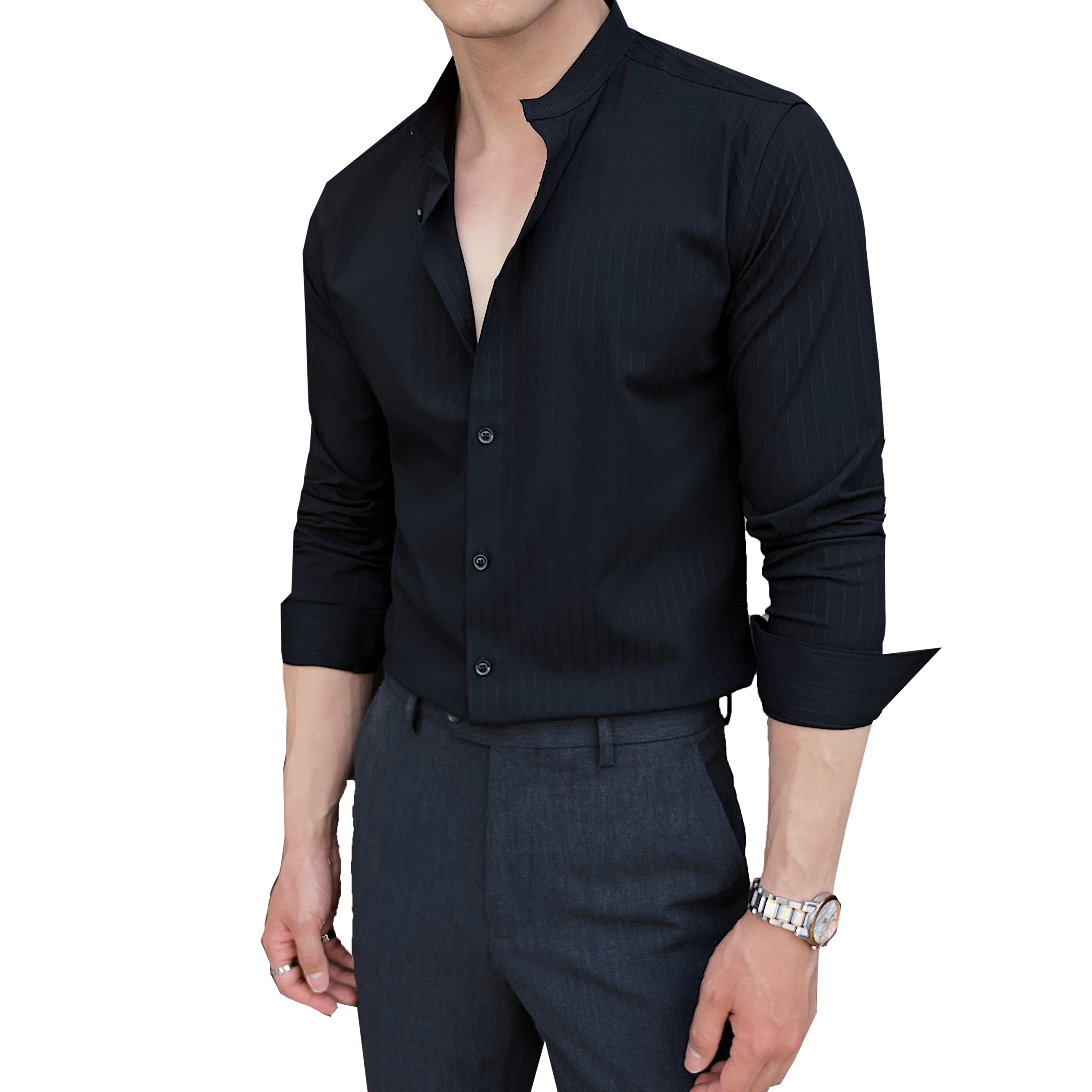 2025春无痕男士长袖衬衫商务寸衫风立领衬衫A311-CSZ7738-P53,男装衬衫,电商A311