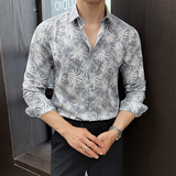 2025春季新男士长袖衬衫商务寸衫发型师方领衬衫A311-CSZ7791-P53，男装衬衫，电商A311