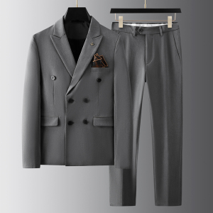 2025秋季新西装便西修身休闲商务大码工西服男士礼服LJT9890-P210图片