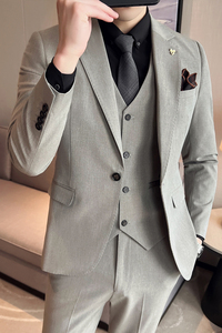 24秋季青年西装套装纯色休闲商务大码工西服男士礼服SJT9931-P285图片