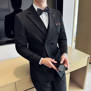 棉羊毛-西服套装 男士商务休闲外套修身西装三件套SJT9998-P310图片