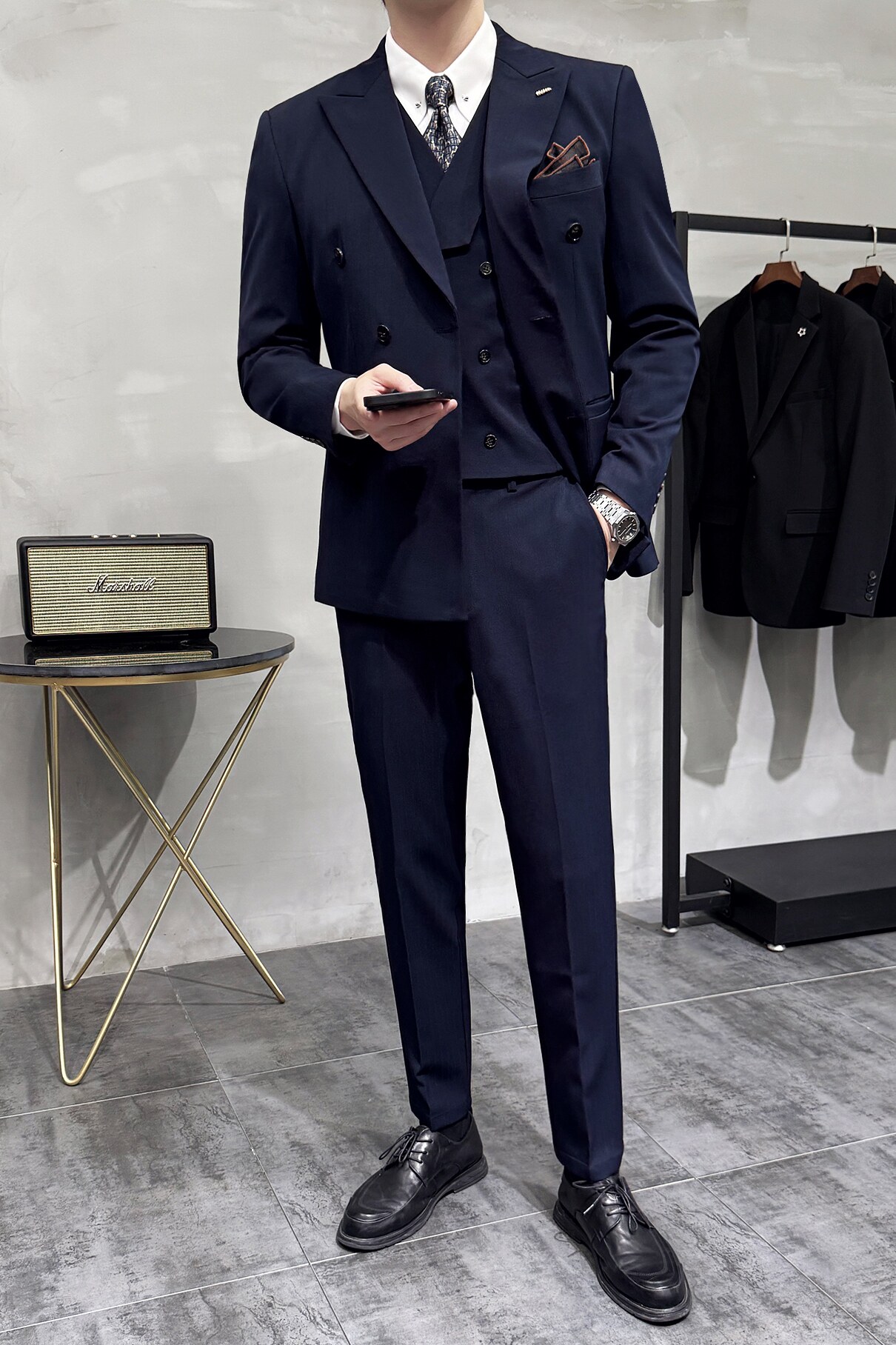 灰墙景2025秋季套装修身休闲商务大码男士礼服A311-SJT9013-P290,男装西服套装,电商A311