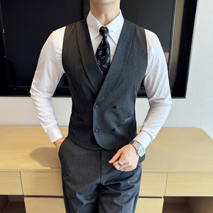 绵羊毛纯色翻领马夹套24男马甲套工作服职业装A311-MJT9998-P145图片