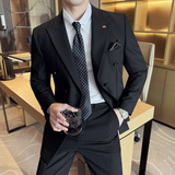 酒店景2025春季条纹西服套装男士商务两件套LJT9003-P235，男装西服，电商A311