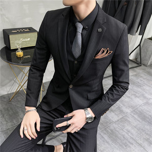 21春西服套装男士三件套韩版修身小西装新郎结婚礼服SJT9902-P285图片