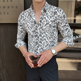 2025春季新男士长袖衬衫商务寸衫发型师方领衬衫A311-CSZ7803-P40，男装衬衫，电商A311