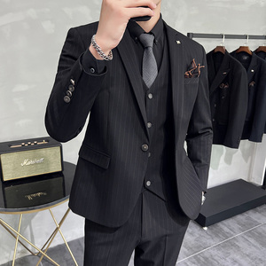 2025秋季新西装套装修身休闲商务大码工西服男士礼服SJT9961-P285图片
