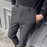 2025新款格纹男士修身日常西裤休闲裤大码职业商务裤DK9963-P75，男装西裤，电商A311