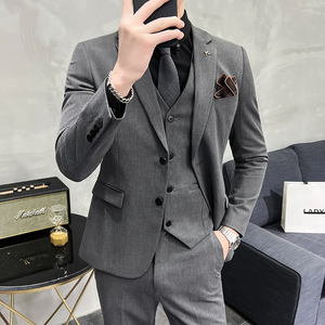 2025秋季新西装套装修身商务休闲大码工西服男士礼服SJT9889-P265图片