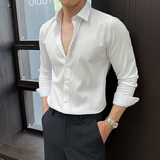 2025春季新男士长袖衬衫商务寸衫风立领衬衫A311-CSZ7786-P53，男装衬衫，电商A311