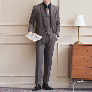 庄园景 2026春季西服套装纯色围巾领休闲西服A311-SJT9021-P290，男装西服套装，电商A311