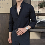 2025春季新男士长袖衬衫商务寸衫风立领衬衫A311-CSZ7736-P53，男装衬衫，电商A311