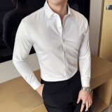 2025秋季新款长袖无痕衬衫男百搭时尚衬衣A311-CS3092-P68，男装衬衫，电商A311