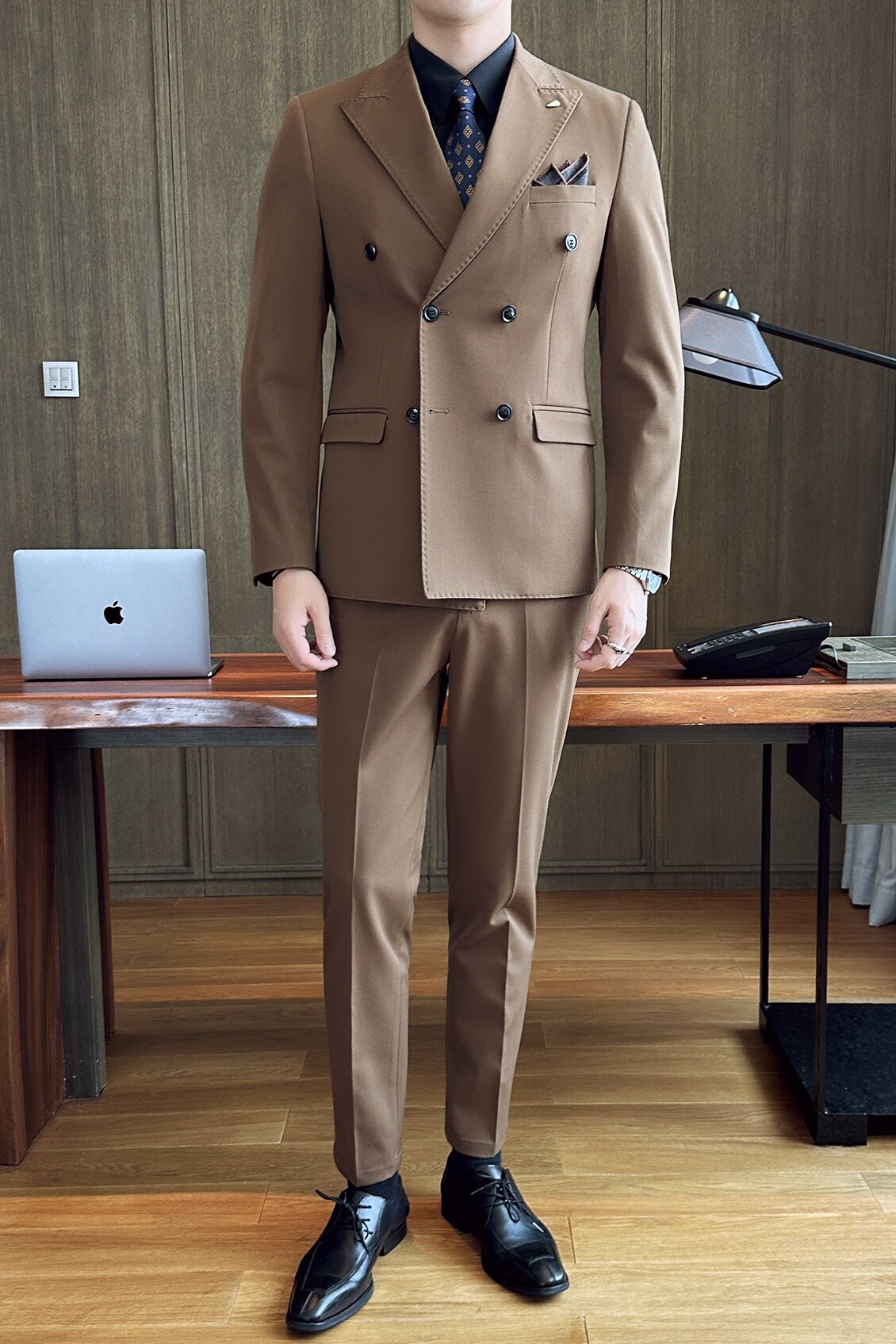 灰墙景五色双排主推款西服套装商务大码工西服男士SJT9982-P285,男装西服,电商A311
