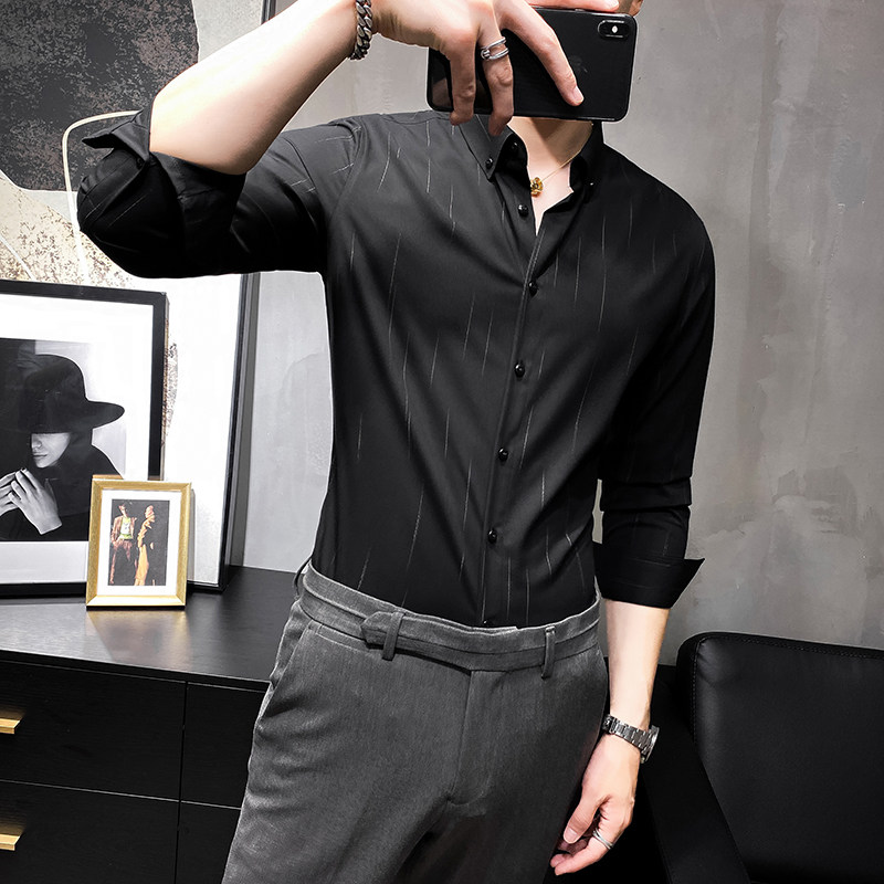 2025秋季高级衬衫男长袖新款上衣衣服商务衬衣男士CSZ8856-P48,男装衬衫,电商A311